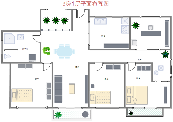 3房平面图