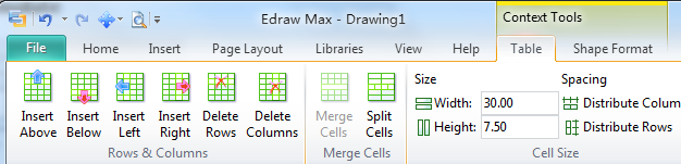modify table menu